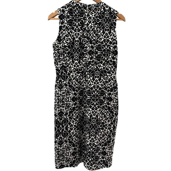 Tory Burch Monochrome Silk-Blend Shift Dress‎ Black/White Florals Size 6 - Picture 5 of 11